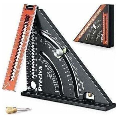 Ciel-Equerre Menuisier Metal Aluminium Règle de Triangle Pliante Équerre Combinée 317mm Multifonction Équerre Triangle Règle d'Angle Rapporteur 45 90 Degres/Outillage Charpentier(Type 2),dyk.Trywise (1/4)
