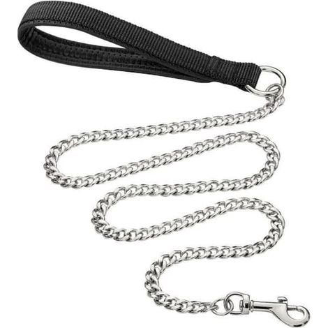SABIR-Laisse pour chien en métal robuste, chaîne de 180 cm avec attache pour chiens de grande et moyenne taille. (1/4)
