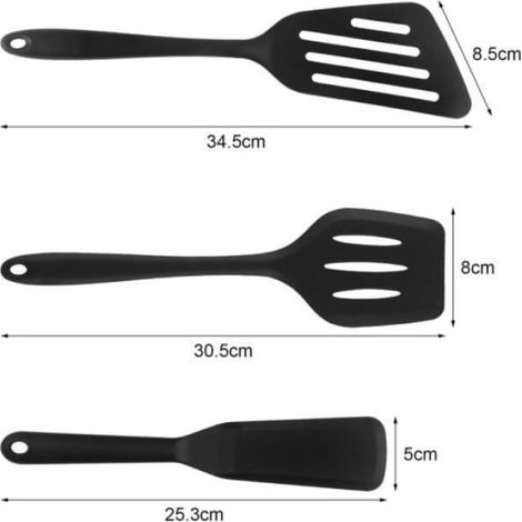 Lot de 3 Spatule, Silicone, Trouée, Antiadhésive, Cuisine (1/4)