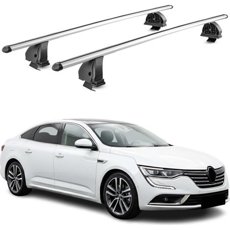 OMAC Barres de toit transversales en aluminium pour Renault Talisman Berline 2015-2022 – TÜV / DIN 75302:2019 – Antivol inclus – Charge max 75 kg – 2 barres – Gris (1/4)