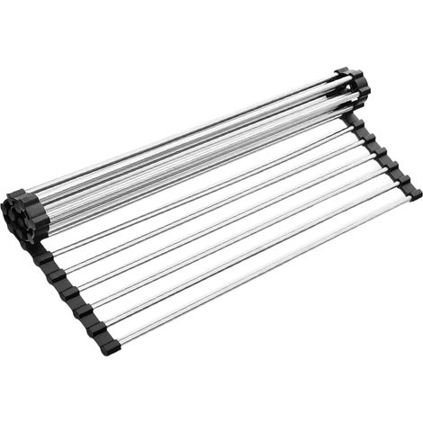 Rack À Vaisselle Enroulable - Acier Inoxydable 304 - Pour Évier - 45 x 34 cm - Résistant À La Chaleur Jusqu'à 204 °C - 1 Pièce (1/5)
