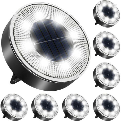 8LED Outdoor Solar Light, 8 Ground Garden Lighting 6000K Waterproof IP68 Solar Light Recessed Spotlight for Paths (White Light) (1/5)