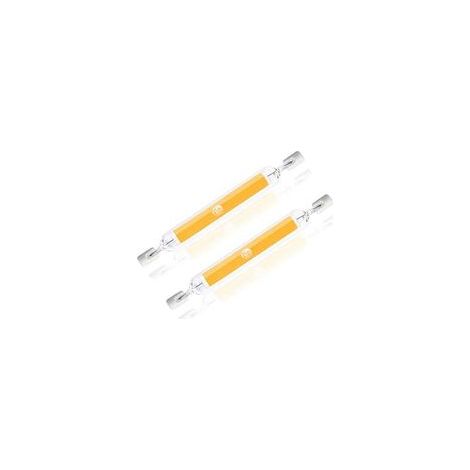 Lot de 2 tubes en verre LED R7S COB 118 mm 13 W R7S halogène équivalent à 130 W AC 220 V 240 V (blanc chaud, 13 W) [Classe énergétique A++] H423