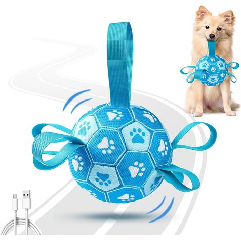 Jouets interactifs pour chiens, Ballon de foot pour chien pour le garder occupé, Ballons pour chiens durables, automatiquement mobiles et sauteurs avec sangles pour chiens petits/moyens/grands (1/5)