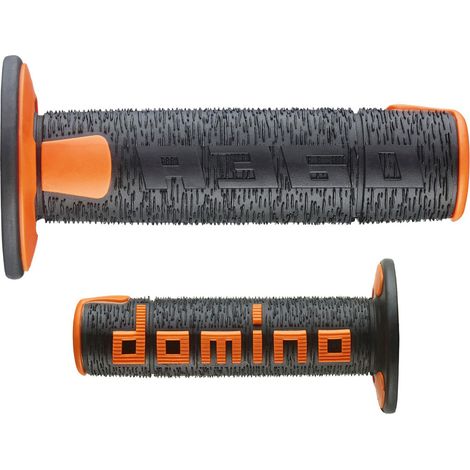 Puños DOMINO OFF ROAD, nuevos, laminados, de dos componentes, negro/naranja.