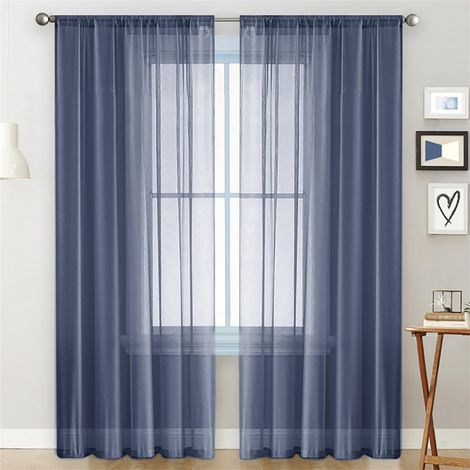 Rideaux Filet Bleu Crépuscule Unis 2 Panneaux 140 x 260 cm, pour Salon Chambre Cuisine (1/5)