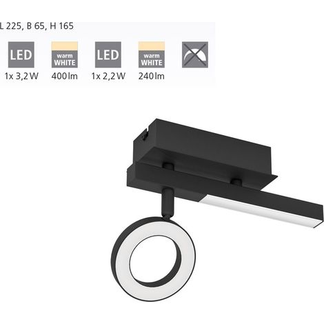 Eglo Cardillio 2 plafoniera LED nera moderna 400 lumen (1/5)