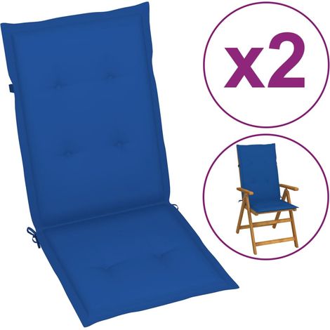 vidaXL Cuscini per Sedie 2 pz Blu Reale 120x50x3 cm in Tessuto