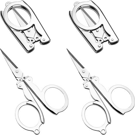 4 PCS Petits Ciseaux Pliables En Acier Inoxydable Pliant Portable Ciseaux D'artisanat De Poche Pour La Maison Voyage Camping Papier À Coudre Poisson Ligne Tissu