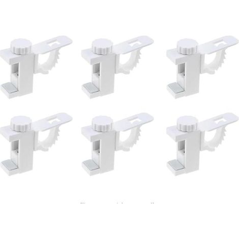 6 Pièces Support Tringle Rideaux sans Percage, Barre Transversale Réglableen Plastique, Support de Stockage de Serviette et Crochet pour Organisateur (1/5)