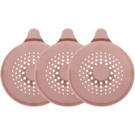 Lot de 3 attrape-cheveux ronds en silicone pour bonde de douche, diamètre 14 cm, pour cuisine, salle de bain, baignoire, rose (1/4)