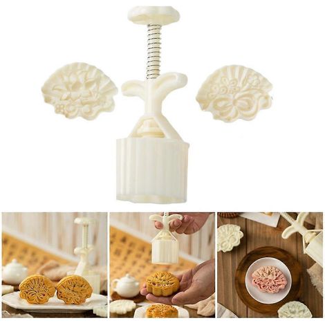 Tampons à biscuits, petits moules à gâteaux de lune en forme d'éventail de fleurs, machine à gâteaux de lune à pression manuelle (1/4)
