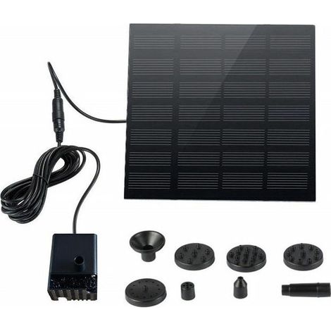 Pompe solaire pour bassin, 7 V CC 190 l/h Panneau solaire Pompe pour fontaine de jardin, piscine, bassin d'aquarium, fontaine sans balais avec bouchons de sortie d'eau (1/5)