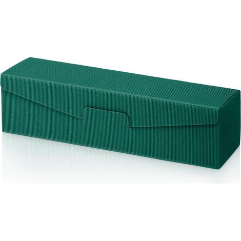 500 x Präsentkarton für 1 Flasche 380x95x90 mm offene Welle Grün (1/2)