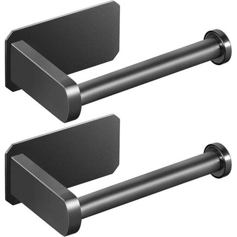 Lot de 2 Porte-Papier Toilette Adhésifs Murale Cuisine Salle de Bain Finition Brossée (1/4)