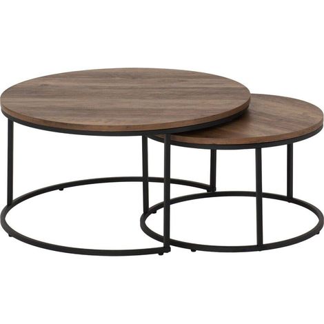 Quebec Round Coffee Table Set - Medium Oak Effect (1/3)