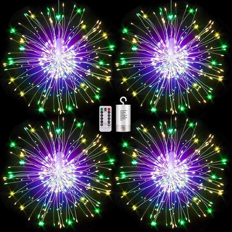 Guirlande Lumineuse LED - Fils Cuivre - Effet Feu d'Artifice - 120 Micro-LED - 8 Modes - Télécommande - Piles AA - Lot de 2 (1/5)