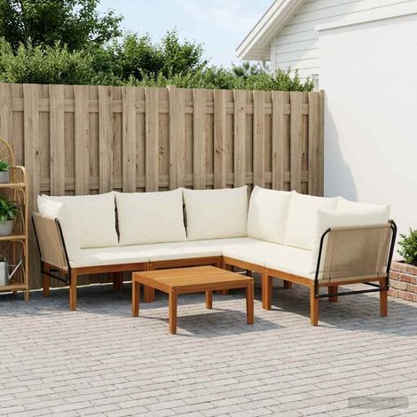 vidaXL 6 pc Bois d'acacia massif et corde Naturel (1/5)
