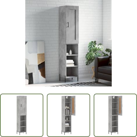 Holzwerkstoff - Highboard Betongrau 34,5x34x180 cm Holzwerkstoff (1/5)