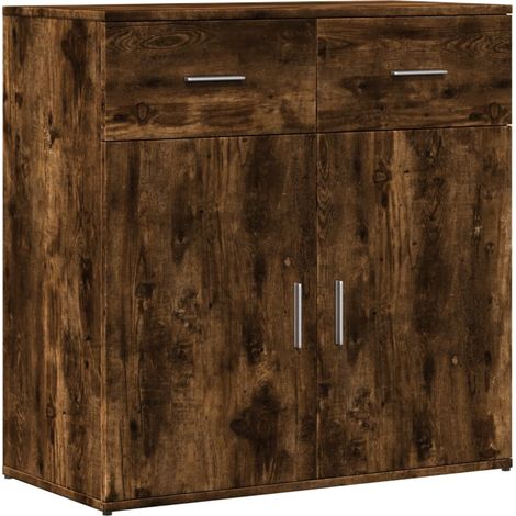 Maison La Vie - Buffet Salon Moderne - Meuble de rangement - chêne fumé 79x38x80 cm bois d'ingénierie bu3642