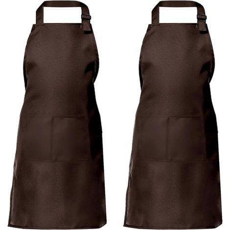 BUNTHAUS Tablier de cuisine deux pièces pour hommes et femmes, tablier de ménage porte-outils avec 2 poches pour griller, couleur café