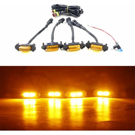 Kit de phares avant à LED avec grille décorative – Feux de jour (DRL) jaunes et blancs pour tuning automobile – Compatible avec véhicules européens (1/5)