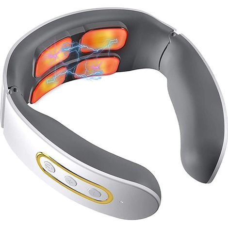 Masajeador de cuello eléctrico inteligente, multifuncional, con calor y compresión, para fisioterapia de vértebras cervicales, protector de cuello inteligente (Color: Blanco) (1/5)