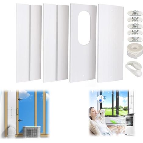 Kit di sigillatura per finestre di condizionatori portatili: set composto da 4 pezzi con piastra di tenuta regolabile e adattatore per passaggio. (1/5)