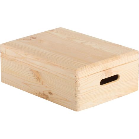 Aufbewahrungsbox aus Kiefernholz mit Deckel 40x30x14cm Ref Cbt403014 Astigarraga (1/5)