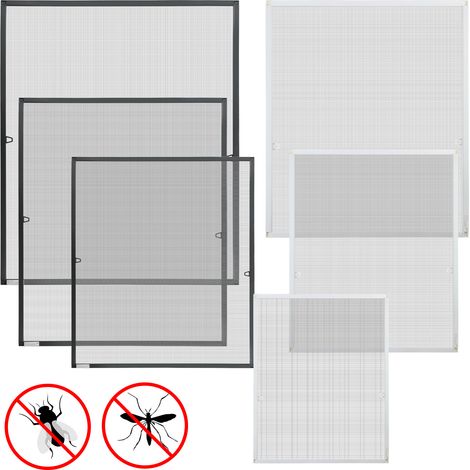 Jiubiaz Moustiquaire fenêtre moustiquaire à cadre aluminium moustiquaire à gaze protection UV imperméable 80x100CM Anthracite
