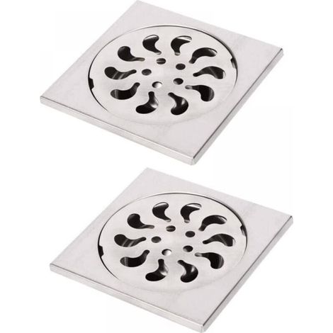 10x10x30mm 2pcs Siphon de Sol Acier Inoxydable, Grille de Douche Carrée Filtre de Douche Drain de Douche Attrape Cheveux pour Salle de Bain (1/4)