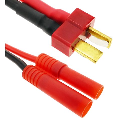 BeMatik - Cable T PLUG macho a HXT Banana 4.0mm de 8cm 14AWG Carga y fuente alimentación