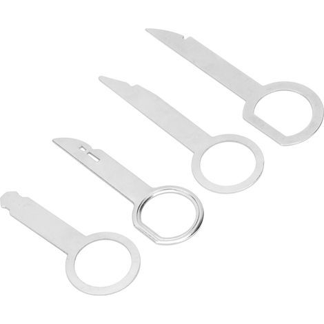 Juego universal de herramientas para extraer la radio del coche, de acero inoxidable, llaves de liberación del reproductor de CD, herramientas de repuesto para Ford, 4 piezas. (1/5)