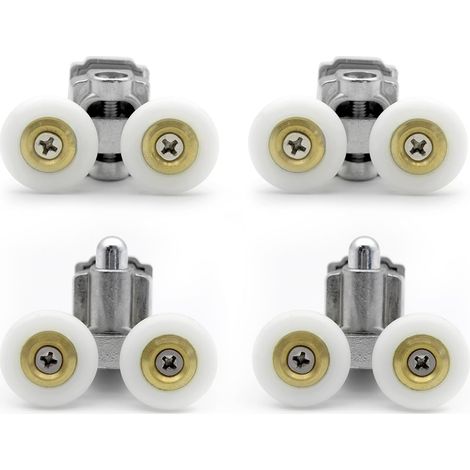 Lot de 4 rouleaux de porte de douche en alliage de zinc solide pour porte de douche - Roues de 23 mm de diamètre pour cabine de douche, salle de douche, porte de douche (1/5)