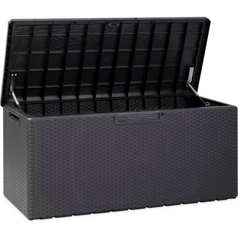 Baule multiuso Lucchettabile capienza 340 Lt con rotelle Rattan Antracite (1/5)