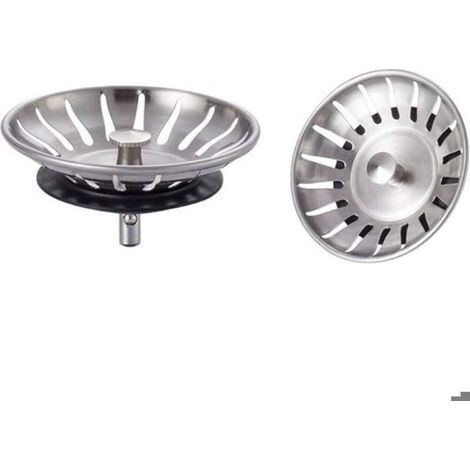 2 Pièces Bouchon Evier Cuisine INOX (78MM), Bonde Evier avec 18 Fentes, Grille Evier Antiblocage, Panier pour Evier Vidange Rapide (1/5)