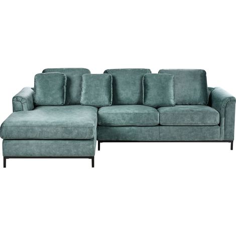 Corner Sofa 4 Seater OSLO Velvet Teal Right Hand