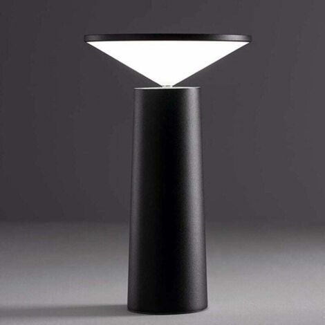 Lampada da tavolo moderna – Interruttore touch wireless con luminosità regolabile – Rotazione a 360° – Ricaricabile tramite USB – Lampada da scrivania per casa o ufficio – Nera