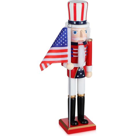 Figurine Casse-Noisette en Bois Soldat Patriotique 38cm Décor (1/5)
