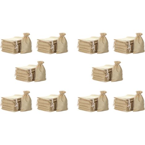 250 Pièces Sacs de Toile de Jute En Lin Naturel avec Cordon de Jute pour Les Sacs-Cadeaux, Accessoires de Soirée, Pochette de Bijoux, Sacs à