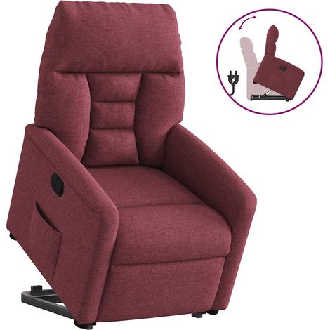 Sillón reclinable elevable tela rojo tinto vidaXL (1/5)