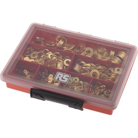 Rs Pro – Lot de 1090 rondelles plates en laiton nickelé – Pour filetages M2 à M10 – Renforcement d'assemblages – Charge répartie efficacement (1/3)
