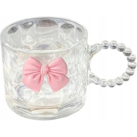 Bicchiere da caffè opalescente ECARLA con manico e fiocco rosa SZK80 270ml (1/5)