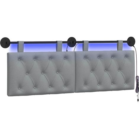 Maison Exclusive - Hängendes Kopfteil Mit LED Licht Hellgrau Stof (1/5)