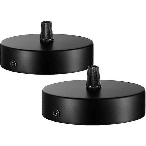 100 X 20mm Ceiling Canopy, Metal Junction Box, 1 Hole Round Shade - Ceiling Rose - Matte Black, All Lamps Fit (2 Pcs) (1/5)