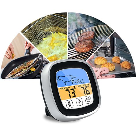 Thermomètre de barbecue à 2 alarmes, écran tactile rétroéclairé, thermomètre à viande pour le camping et les pique-niques en plein air. (1/5)