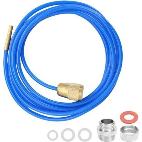 Déboucheur haute pression, tuyau de débouchage pour robinets, 3 mètres de long, avec buse en laiton et joints pour tuyaux M22, M24 et 1/2 pouce, bleu (1/5)