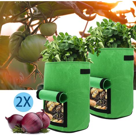 EINFEBEN 2x Sac de plantes avec fenêtre Balcon Jardin respirant Sac de plantes vertes 3035cm 28L Tissu non tissé (1/4)