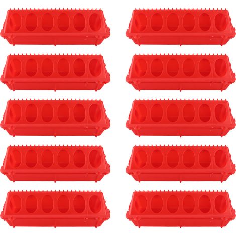 10 Set Flip Top Chick Feeder Waterer Plastic Quail Small Poultry Feeding Tray 12 Trough Dish Dispenser for Chicken Duck (1/5)