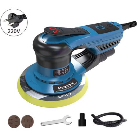 Ponceuse orbitale électrique 220V, moteur sans balais brushless, orbit 5.0 mm, système sans poussière, pour ponçage et finition bois et carrosserie